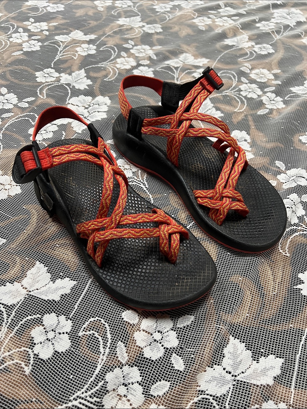 Chaco Orange Braided Strap Sport Sandals